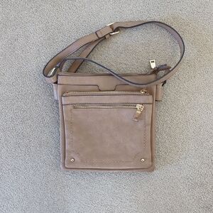 Tan Faux Leather Crossbody Bag